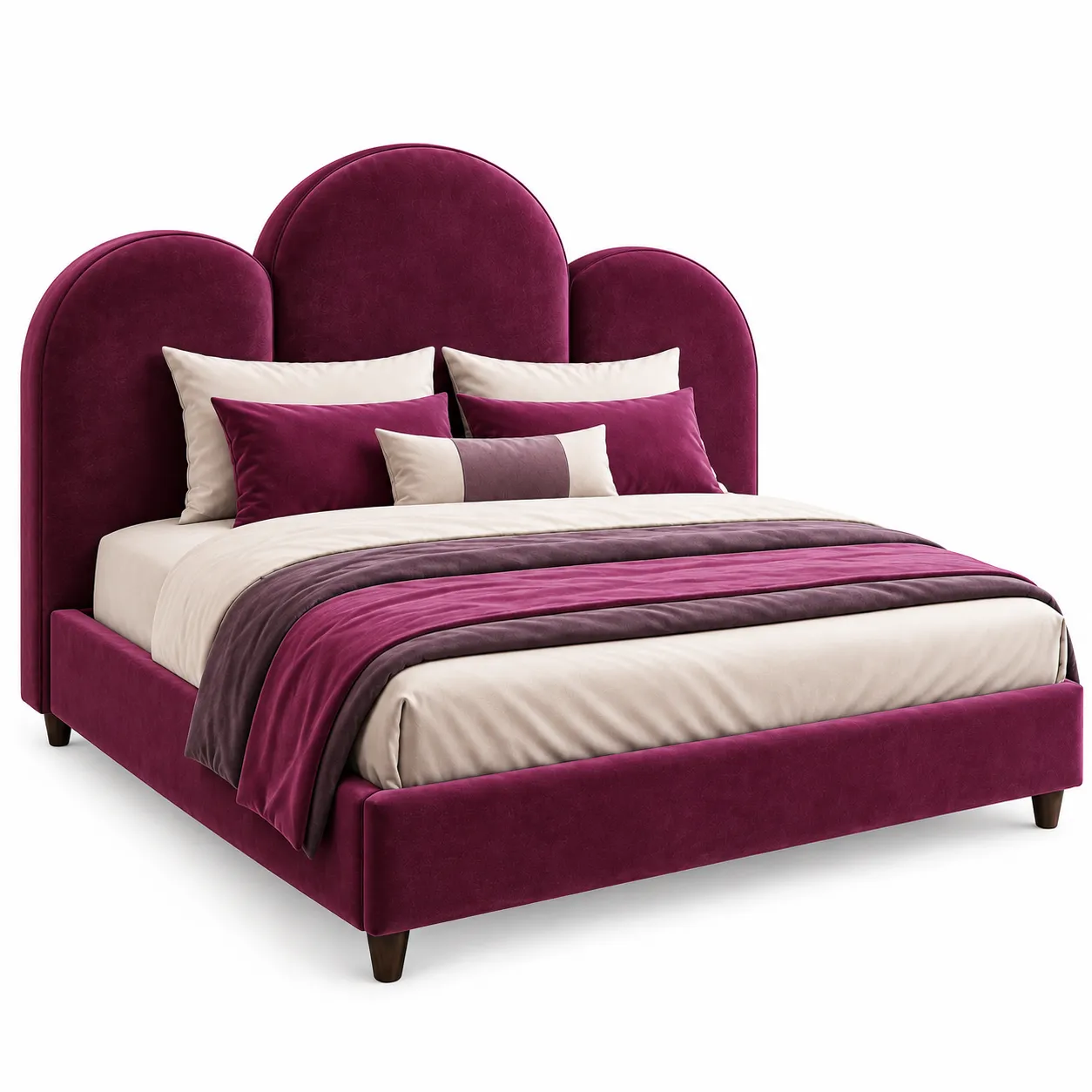 Modern velvet upholstered bed for UAE homes