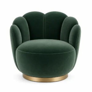 Opulent velvet armchair in deep green luxury upholstery available in Dubai UAE