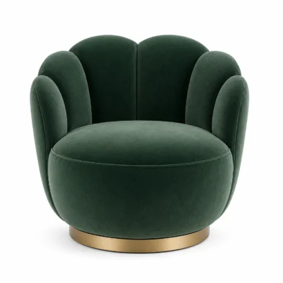 Opulent velvet armchair in deep green luxury upholstery available in Dubai UAE