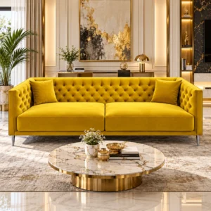 Mustard velvet sofa UAE