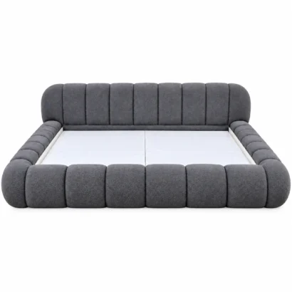 Front view of a Luxury Charcoal Bed Dubai UAE with a segmented padded headboard.