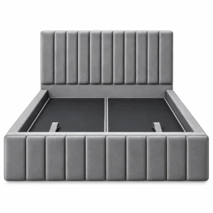 Luxury Grey Channel-Tufted Storage Bed Dubai UAE
