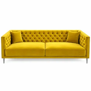 Mustard velvet sofa Dubai 3-seater tufted sofa