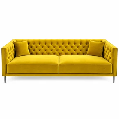 Mustard velvet sofa Dubai 3-seater tufted sofa