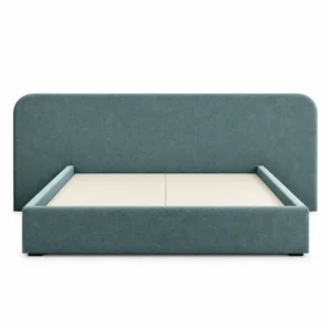 Front view ofTeal Upholstered Platform Bed Dubai with rounded headboard